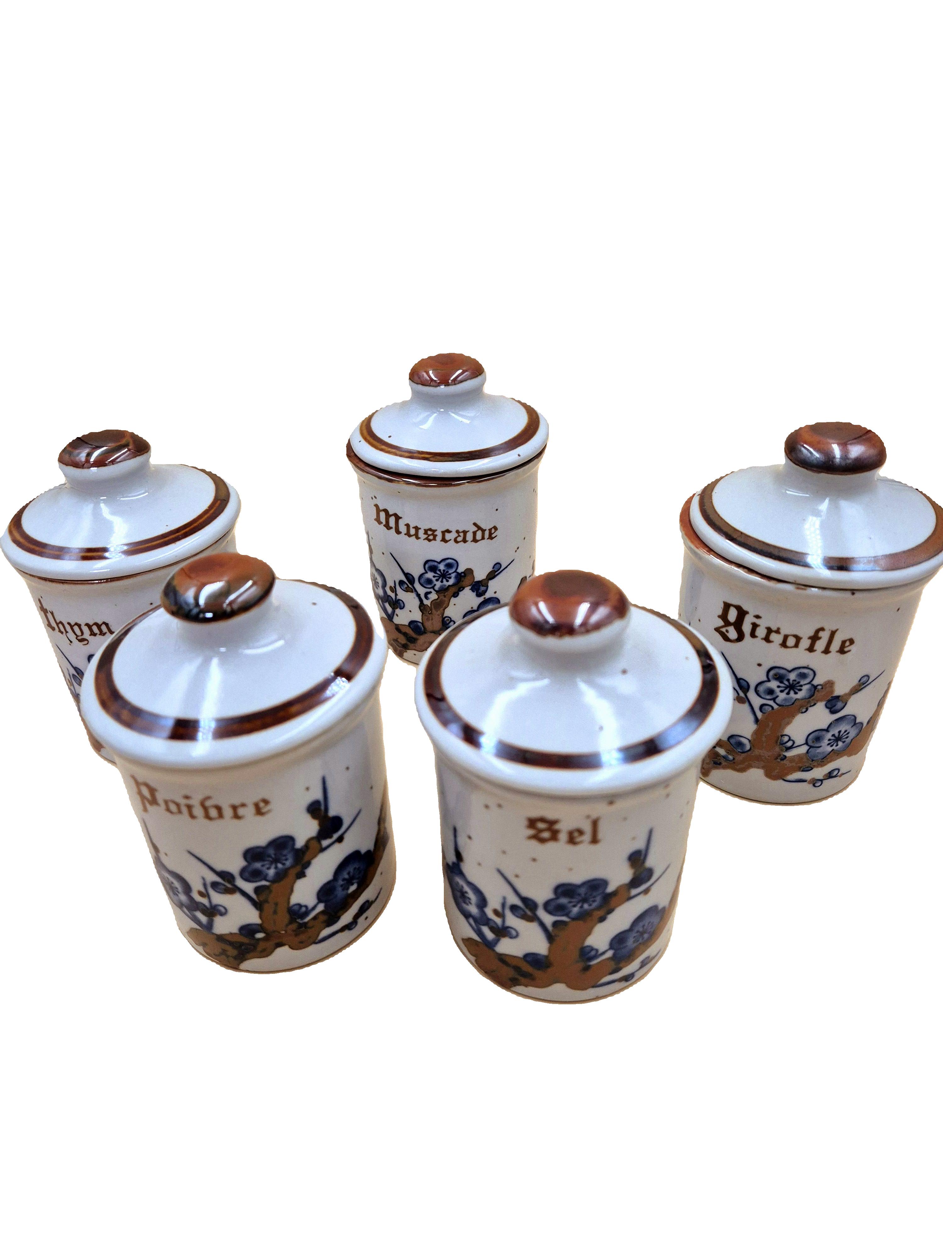 pot à épices grès cuisine maison brocante lifestyle décoration homestyle sel poivre girofle muscade thym